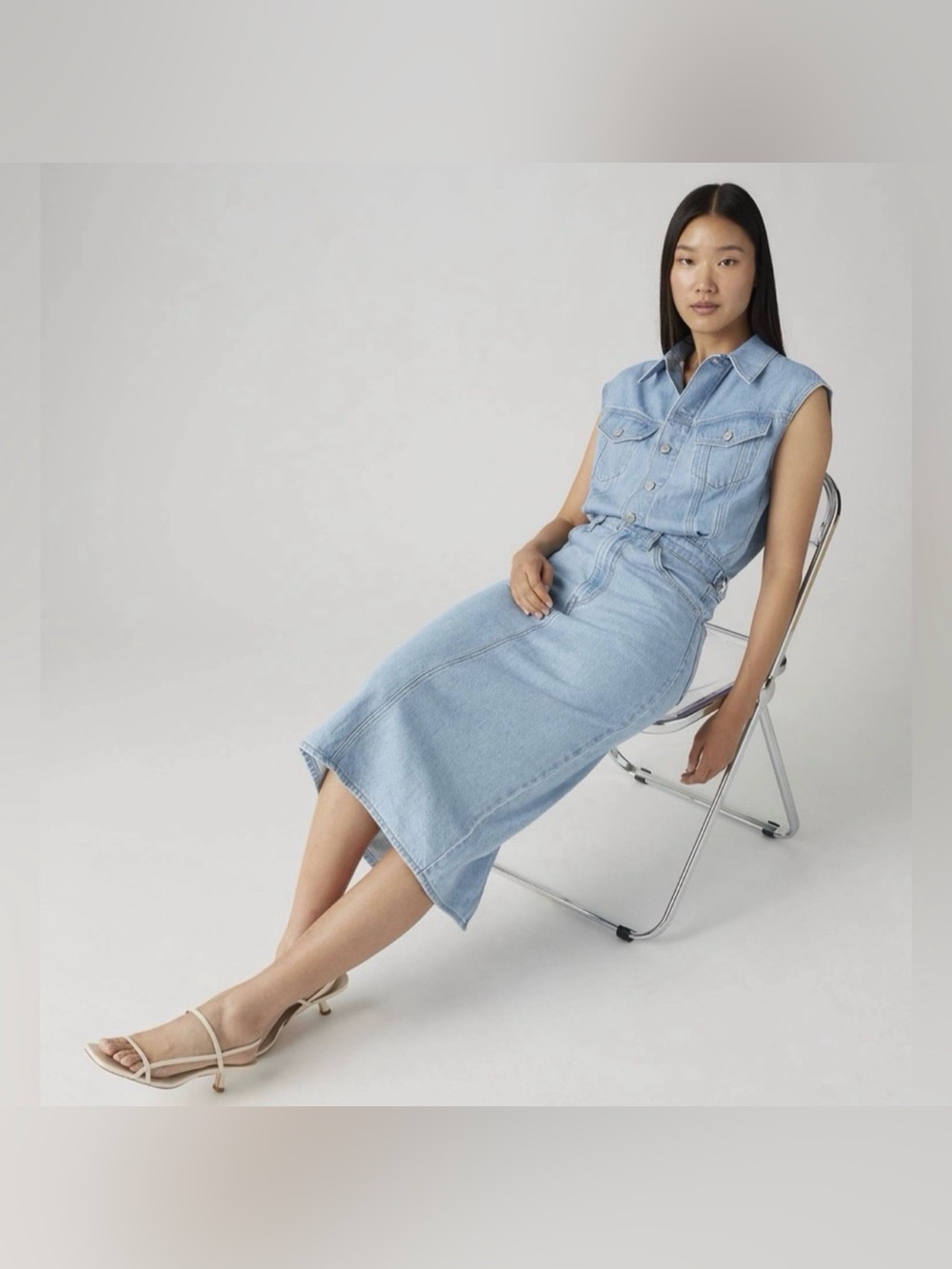 Levi's® Premium ICONIC SLEEVELESS DENIM MIDI DRESS, New Without Tags